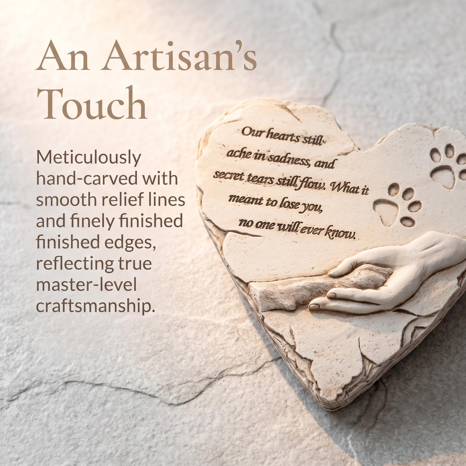 Heart Shaped Pet Dog Memorial Stone Garden Grave Marker Plaque