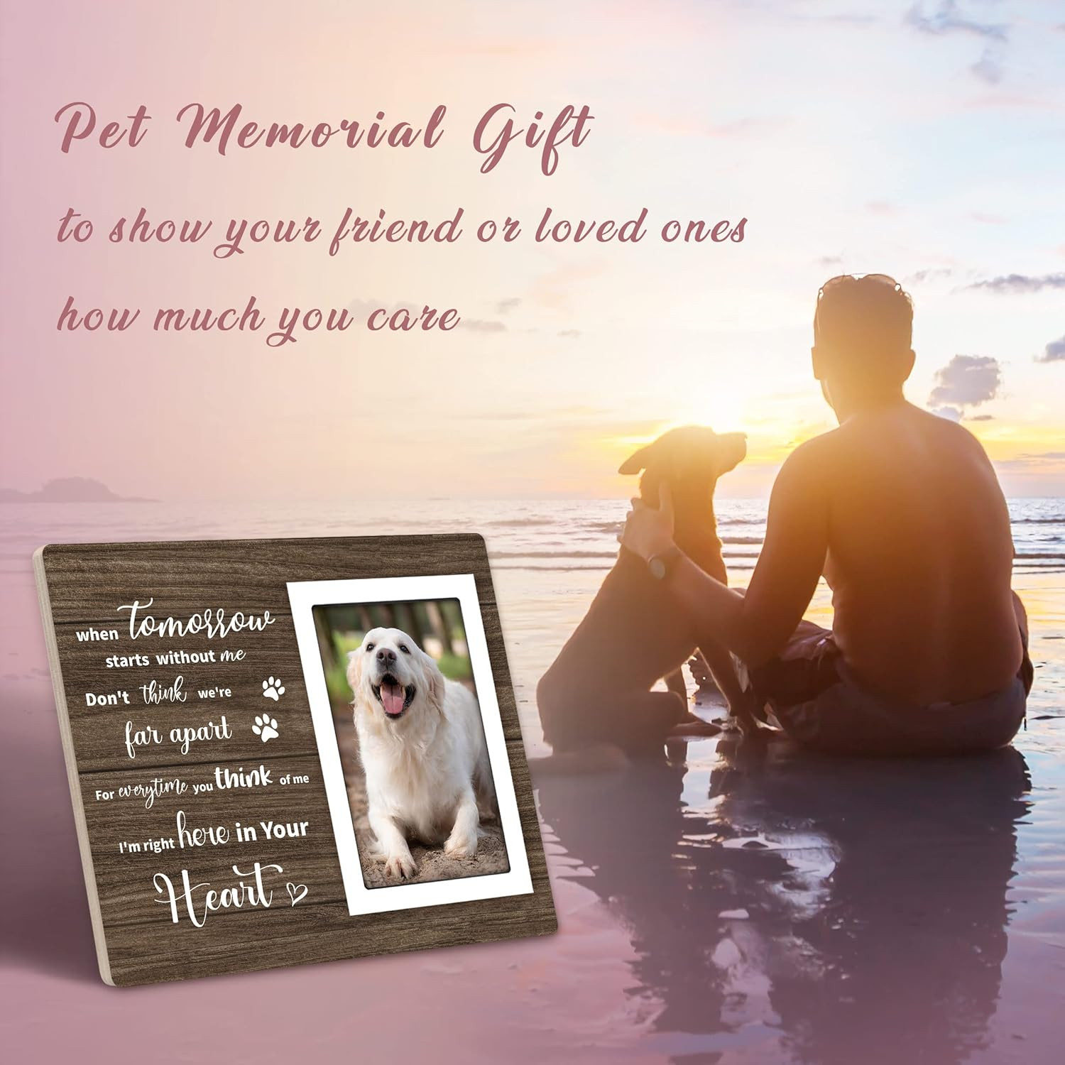 Loss of Dog Sympathy Gift, Pet Memorial Picture Frame for 4X6 Photos, Passing Aw
