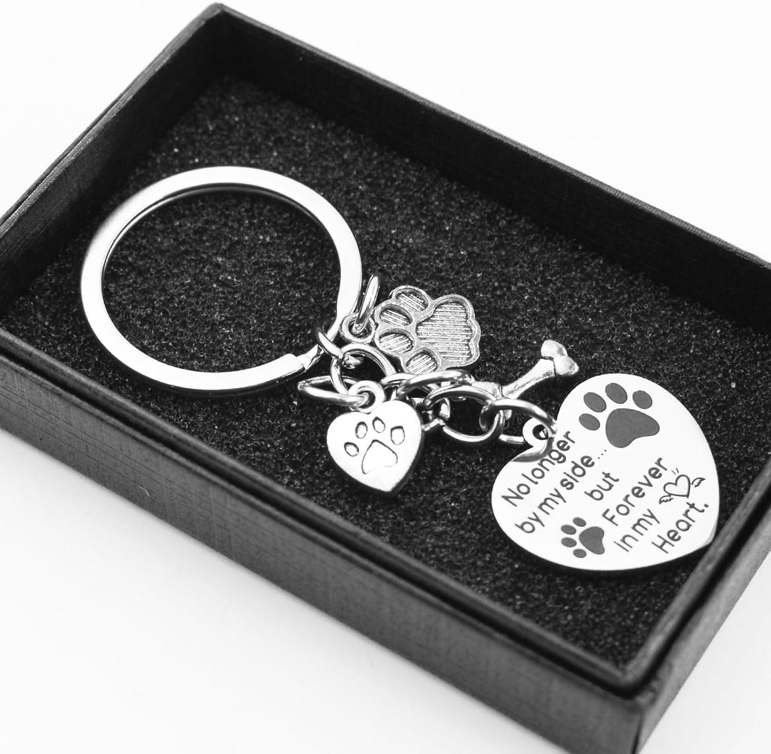 Dog Memorial Keychain Pet Memorial Gifts No Longer by My Side Forever