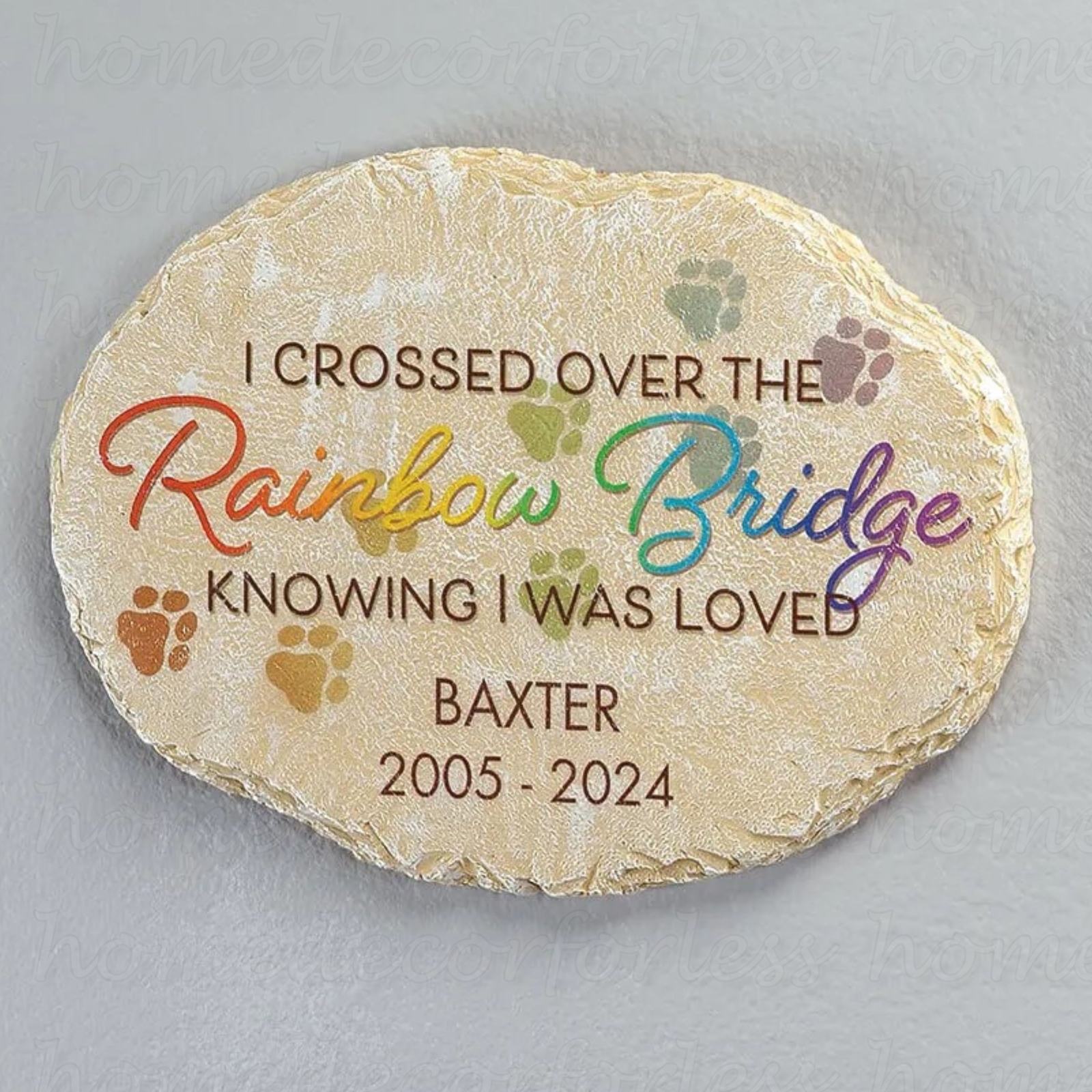 Personalized RAINBOW BRIDGE Pet Memorial Grave Marker Garden Stepping Stone