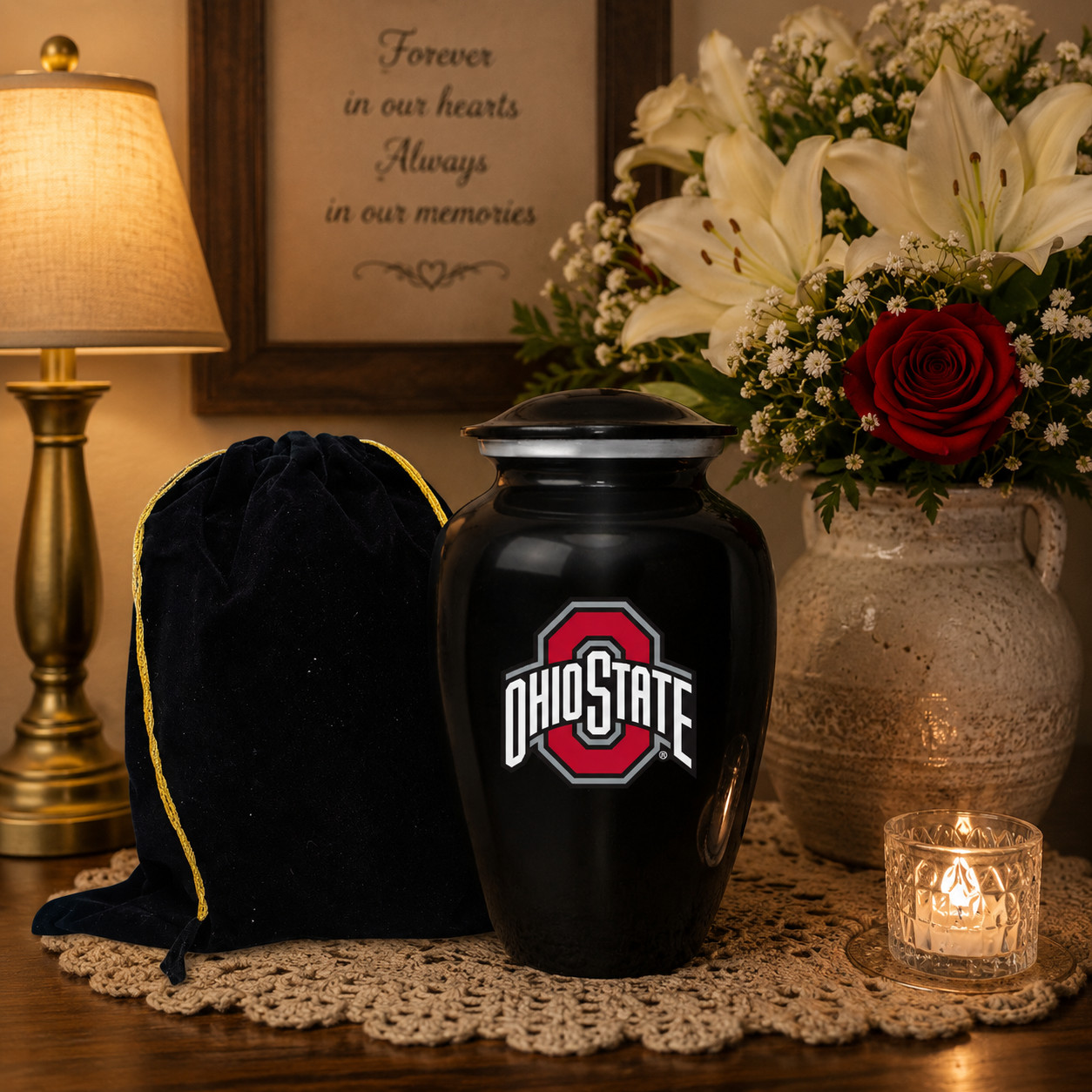 Ohio State Buckeyes Cremation Urn Memorial Black Adult Human Ashes for Men Women
