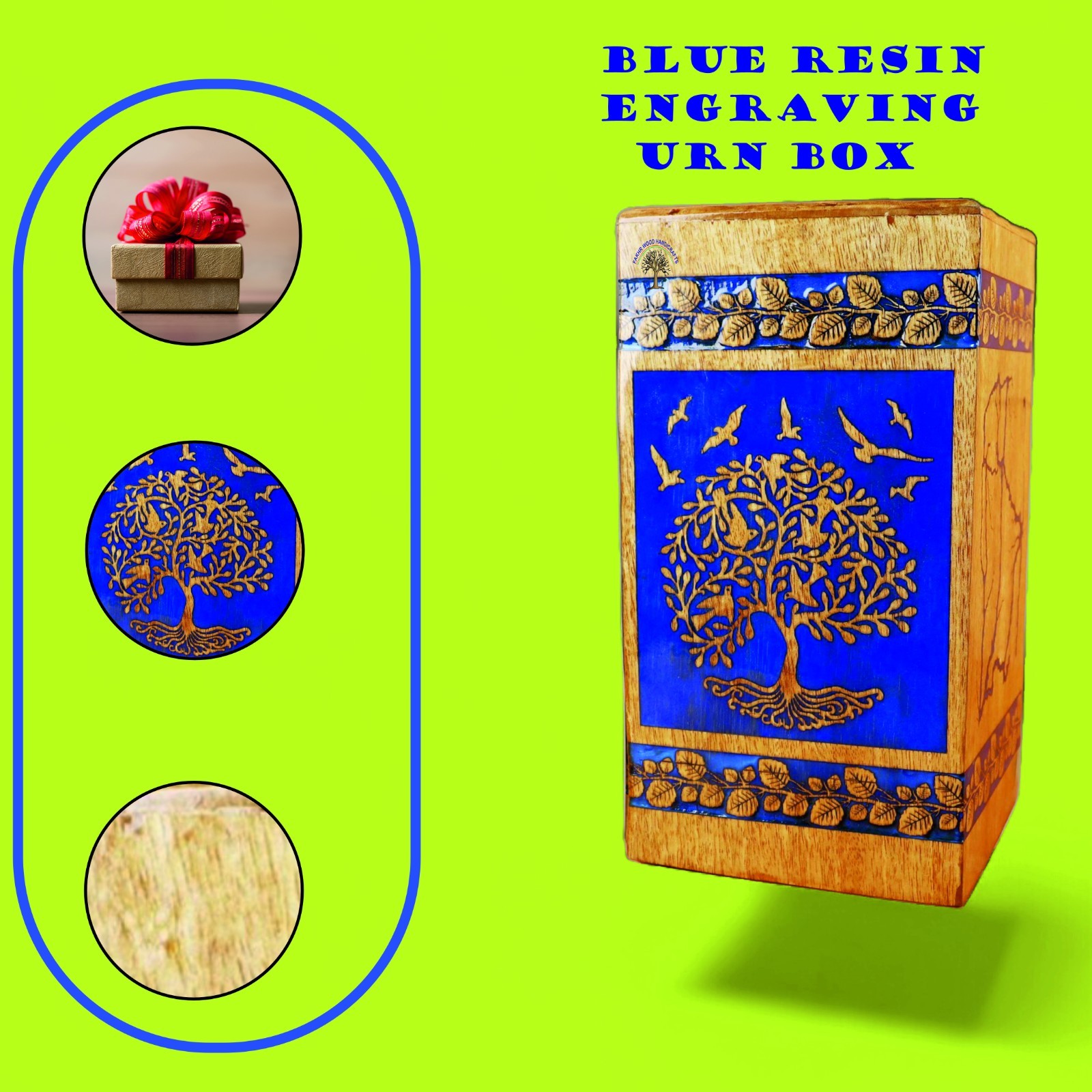 Wooden urn box – Handcrafted Ocean Wave Urn – Wooden Memorial Box for Loved Ones