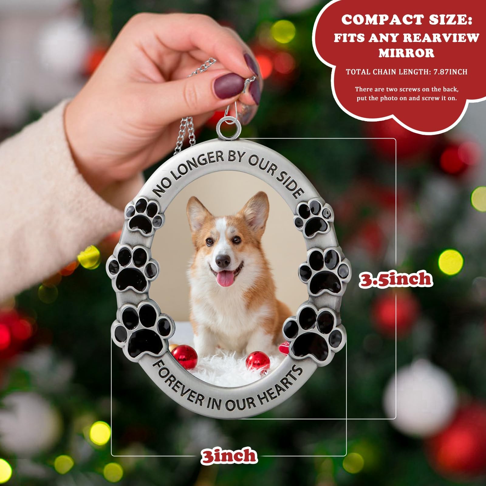 Pet Memorial Car Hanging Ornament – Photo Frame for Rearview Mirror Decor, Tr…