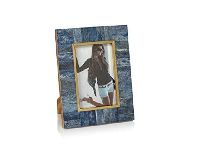 Biarritz Blue Bone Photo Frame w/Inner Brass Trim (5 x 7) 5×7
