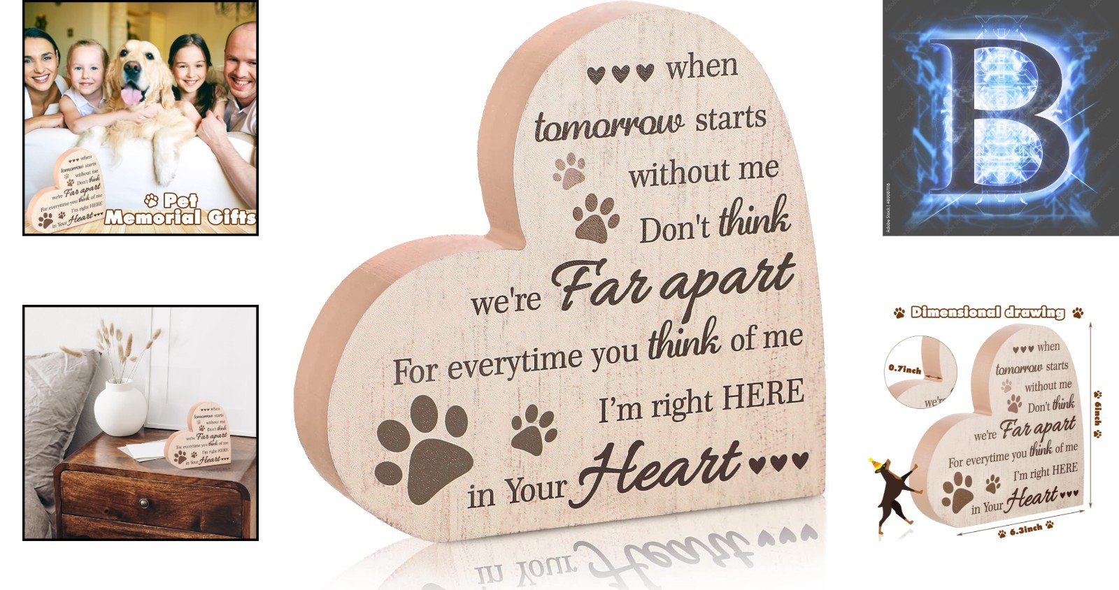 Love Lives On: Wooden Resin Dog & Cat Memorial Plaque for Heartfelt Remembrance
