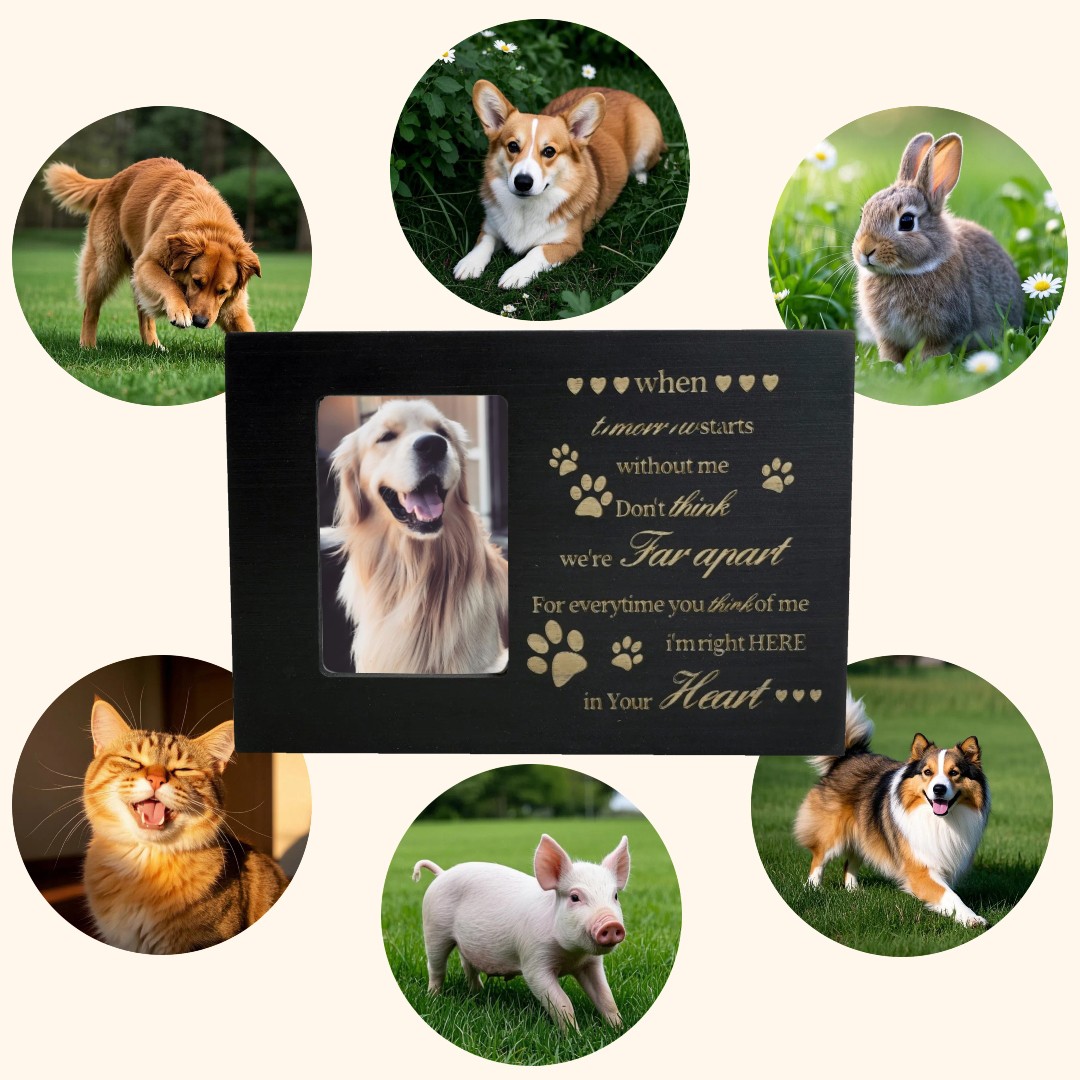 Large Wooden Pet Memorial Urns for Dogs and Cats Ashes with Photo Frame(Love)