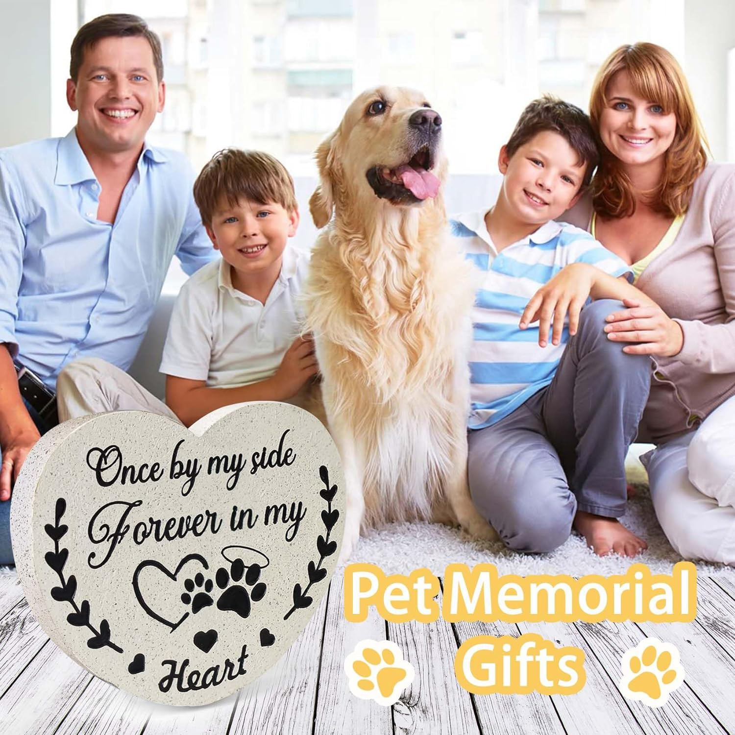 Pet Memorial Stones for Dogs, Garden Resin Dog Memorial Gifts for Loss of Dog, H