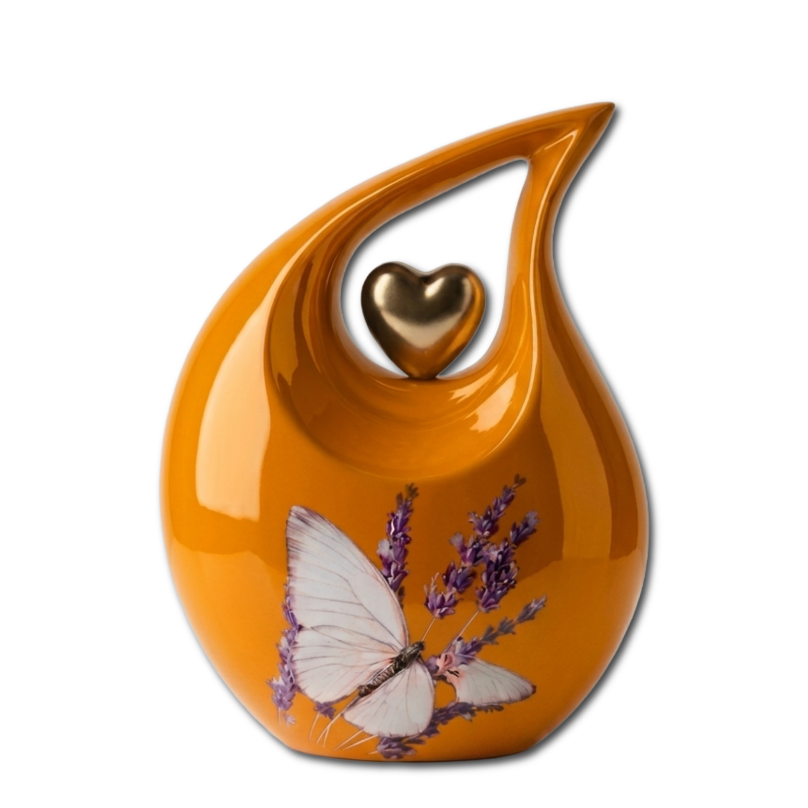 Amber Orange Teardrop Aluminum Cremation Urn for Human Ashes 200 Cu In Love Ones
