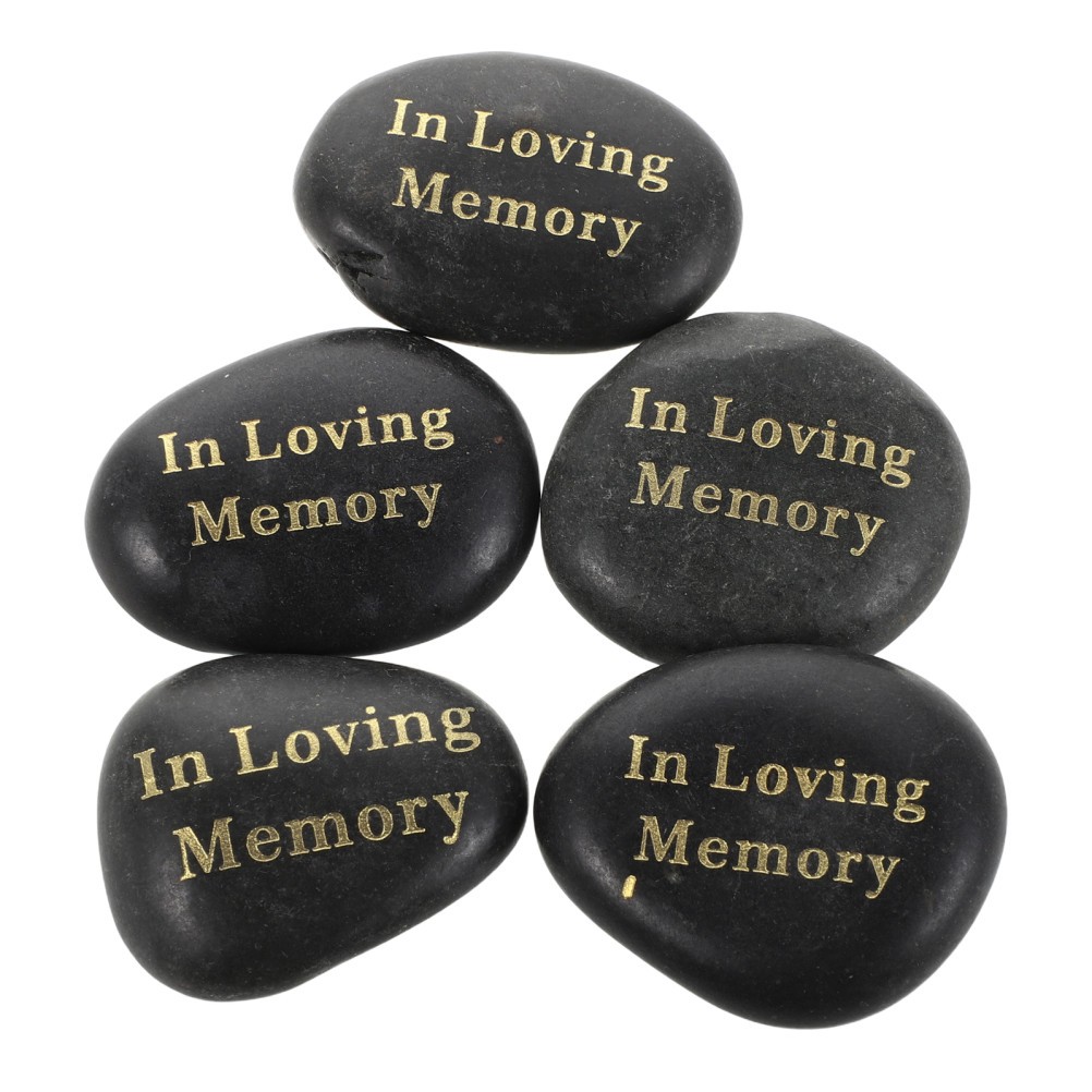 5Pcs Black Memorial Stones for Grave Handcrafted Engraved Cemetery Decor