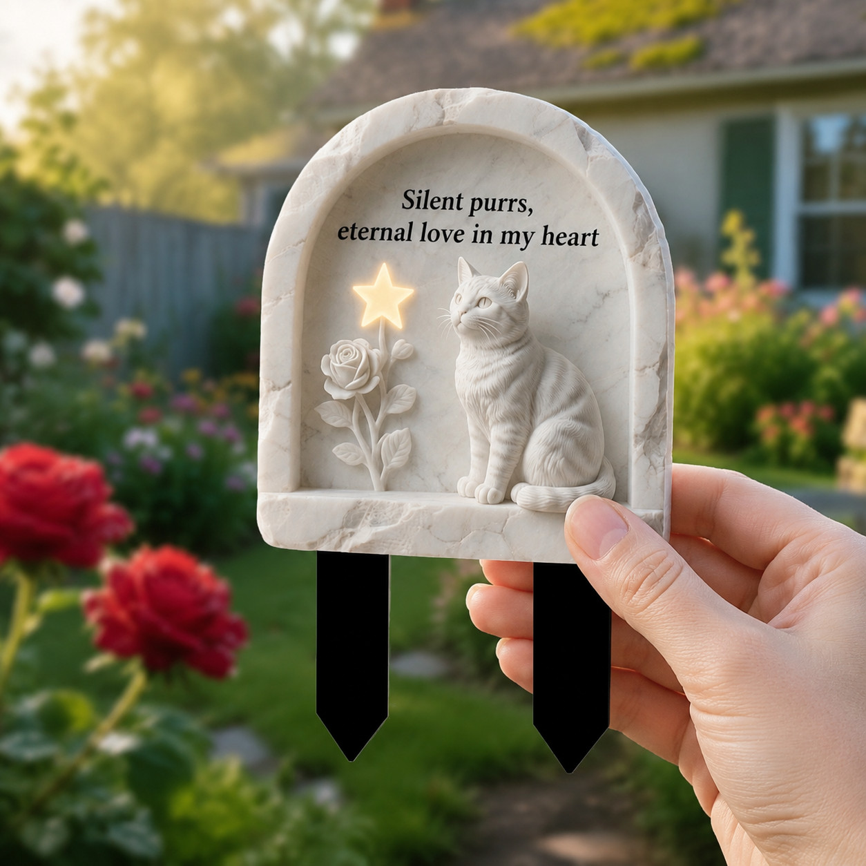 Outdoor Pet Memorial Stake, Cat Grave Marker for Outdoor Garden, for Cat Loss