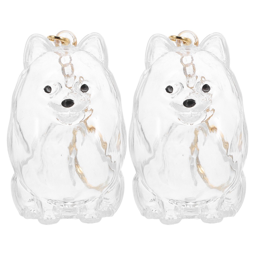 2 Pcs Dog Memorial Keychain Clear Plastic Pet Hair Collector Keyring Charms