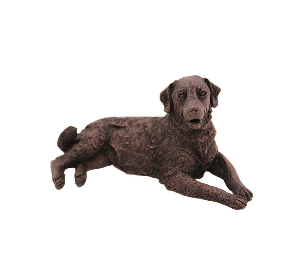 Bronze Golden Retriever Walnut Base Pet Cremation Urn w/ Figurine in 5 diff base