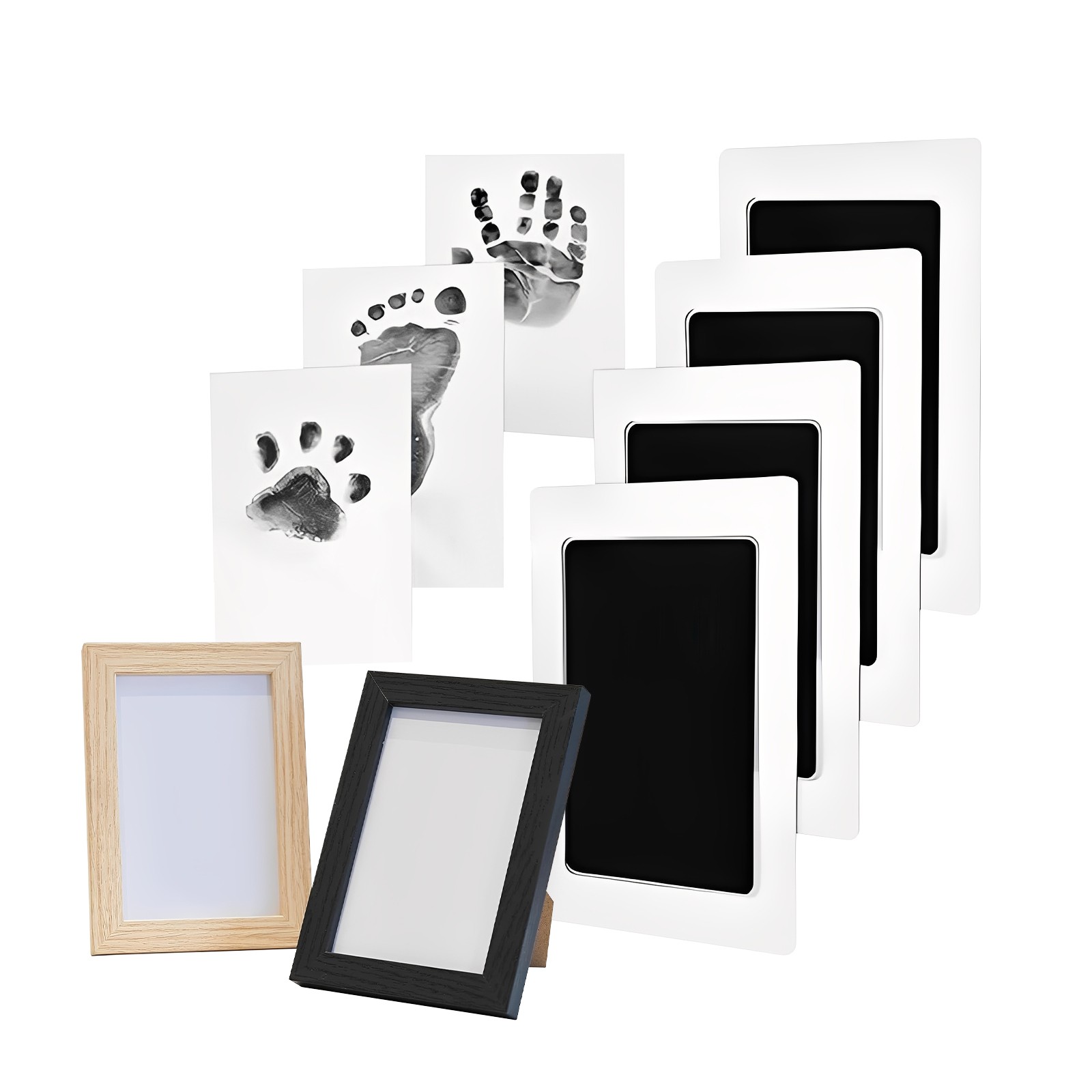 Non-Toxic Ink-Free Paw Print Kit W/ Pine Wood Frame for Cats, Dogs, or Babies