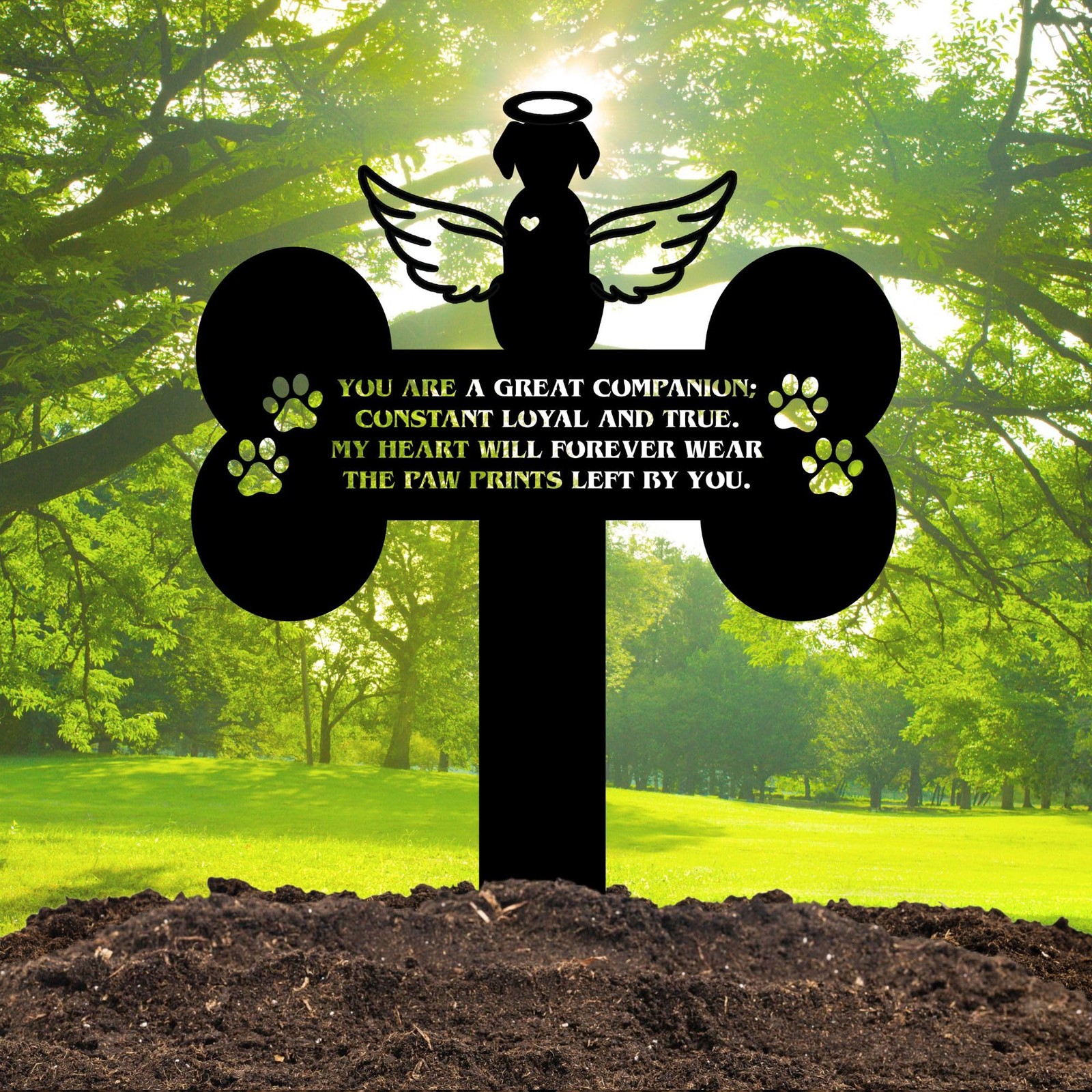 HEGANITS Dog Grave Marker Angel Cross – Pet Remembrance 12 in, Hen-gm-15a