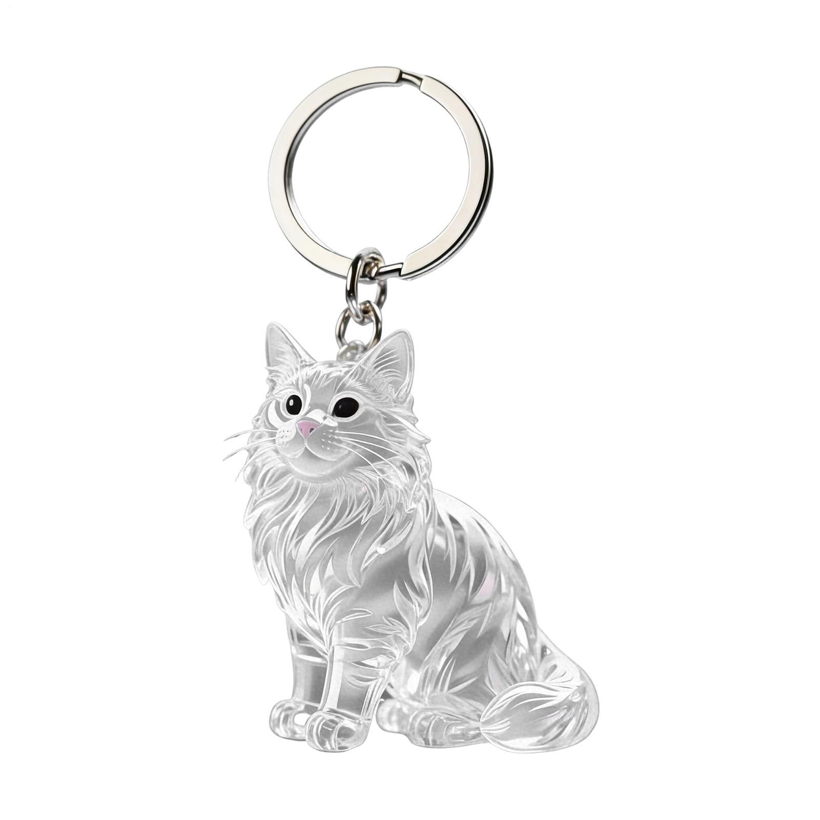 Cat Hair Storage Keychain Bag Pendant Transparent Pet Fur Keepsake Keychain