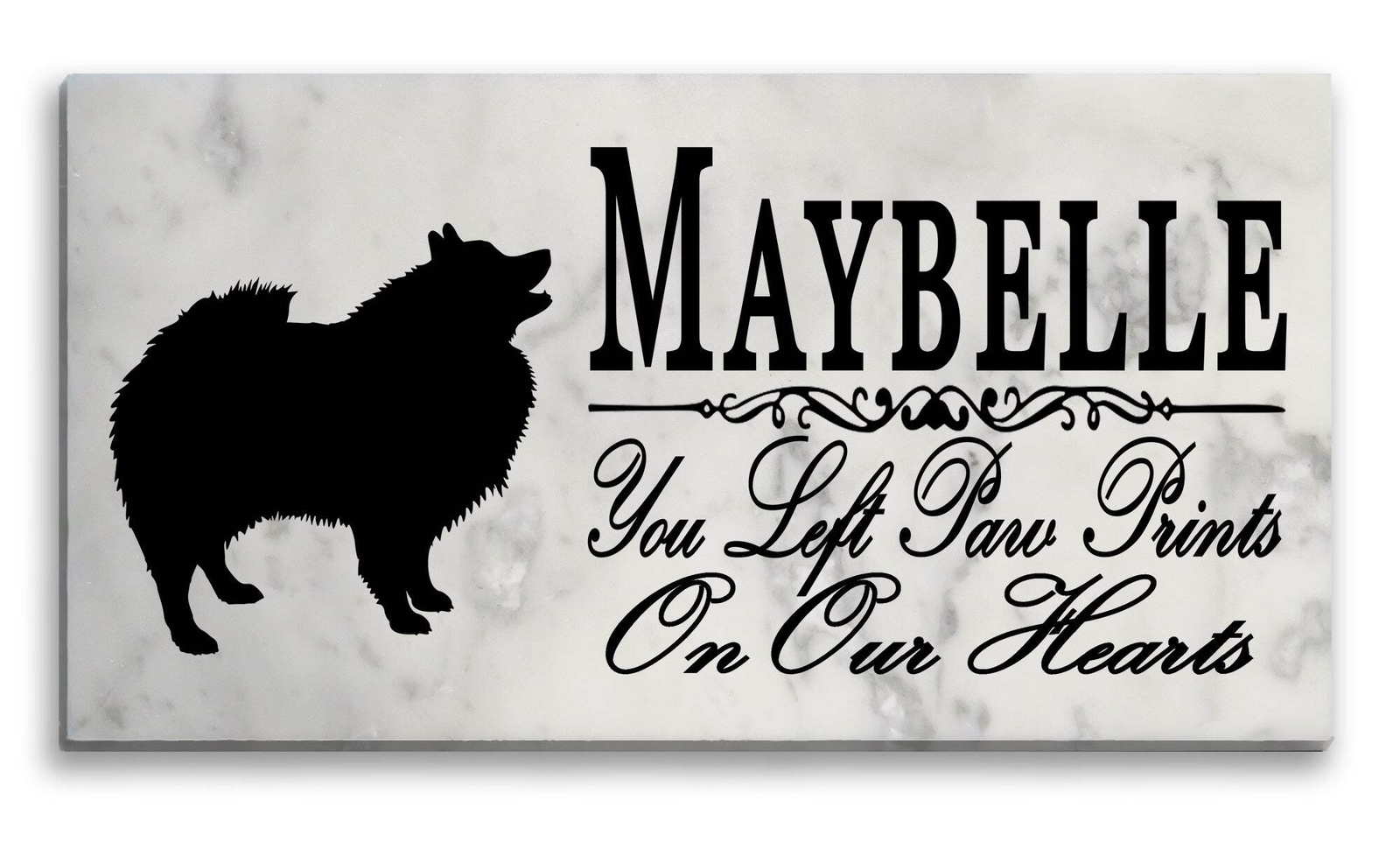 Keeshond Memorial Stone Personalized Garden Rock Grave Marker Outdoor or Indoor
