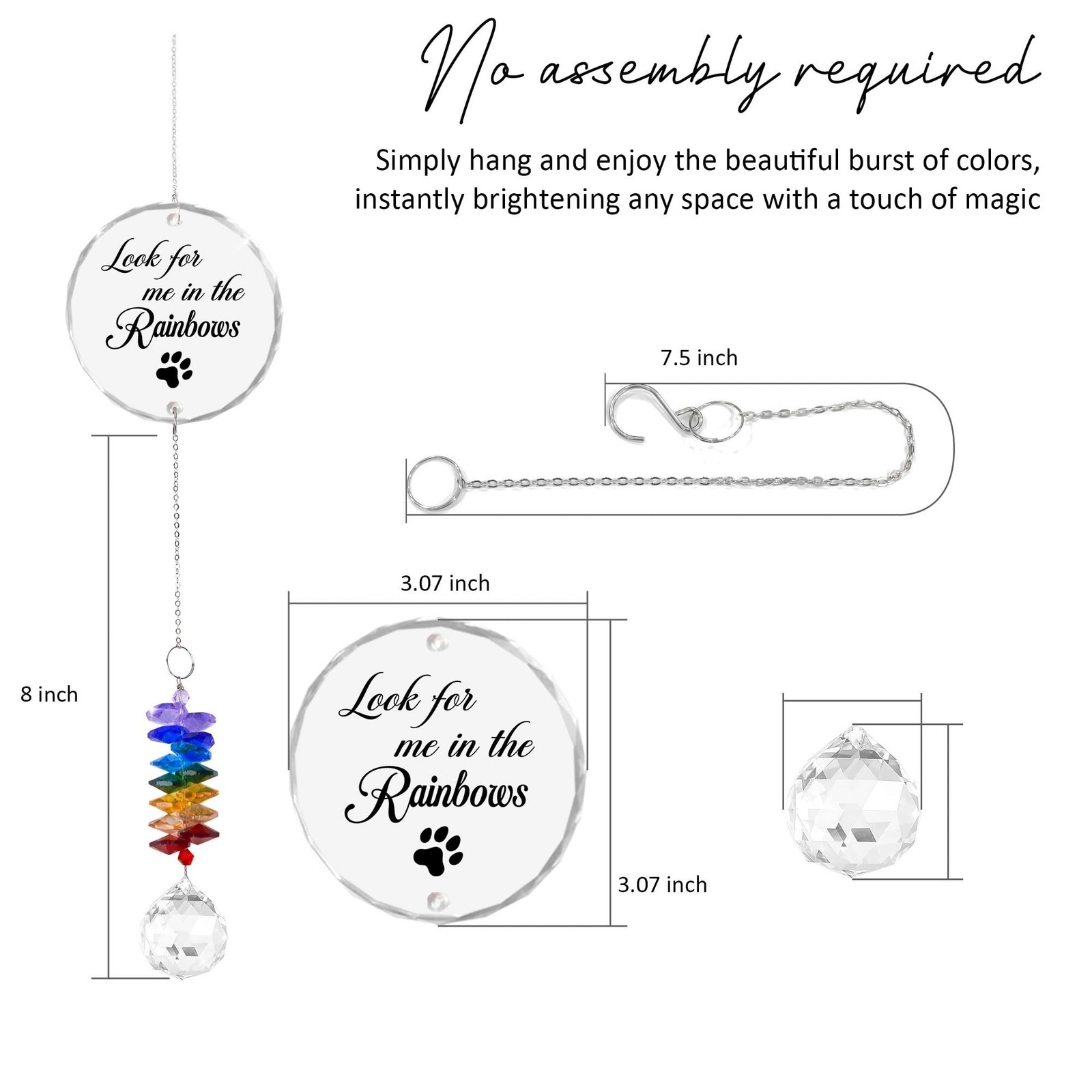 Pet Memorial Suncatcher Look for me in the Rainbows – Dog Memorial Gifts – Pe…
