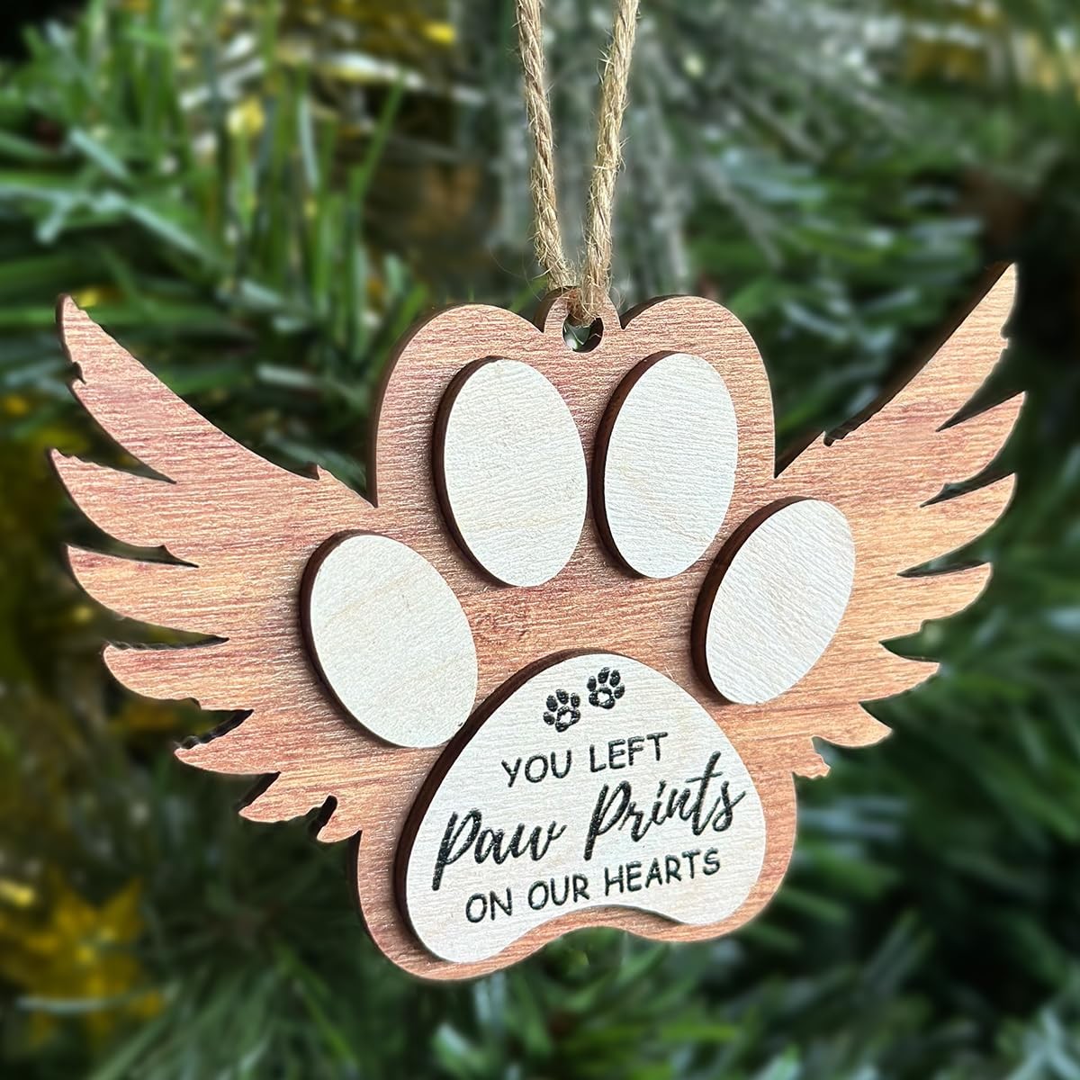 Kilyhome Angel Wings Paw Print Christmas Pet Memorial For Dogs Sympathy Gift