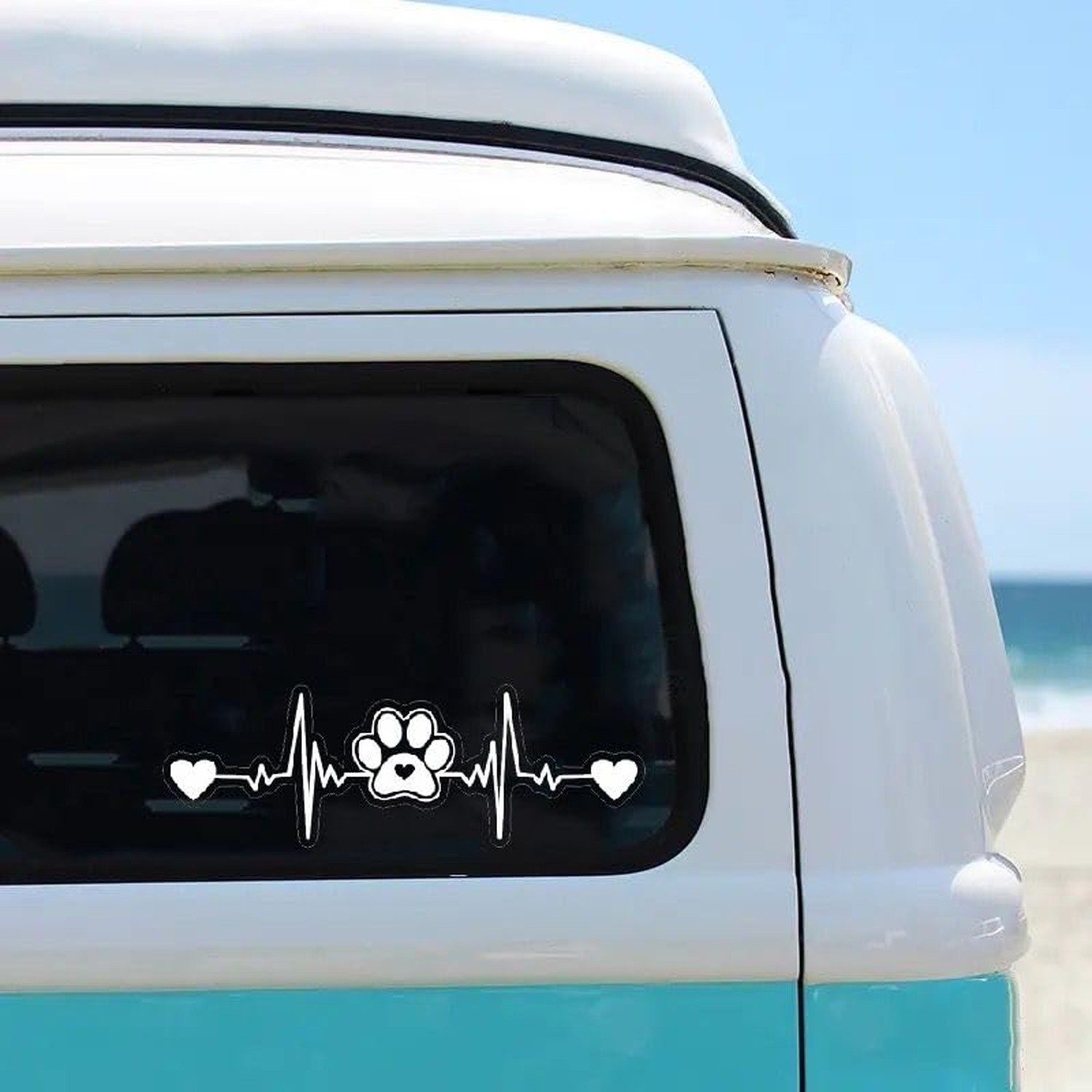 MAKTEM Paw Print Heartbeat Vinyl Car Decal, Heartbeat Pulse Sticker for Pet L…
