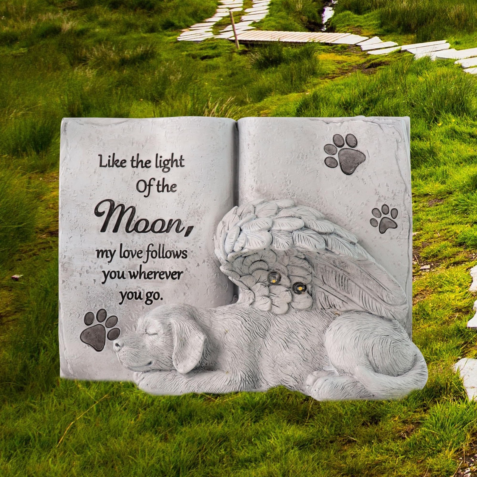 Solar Dog Angel Statue, Pet Dog Memorial Stone, Dog Memorial Gifts Or Garden …
