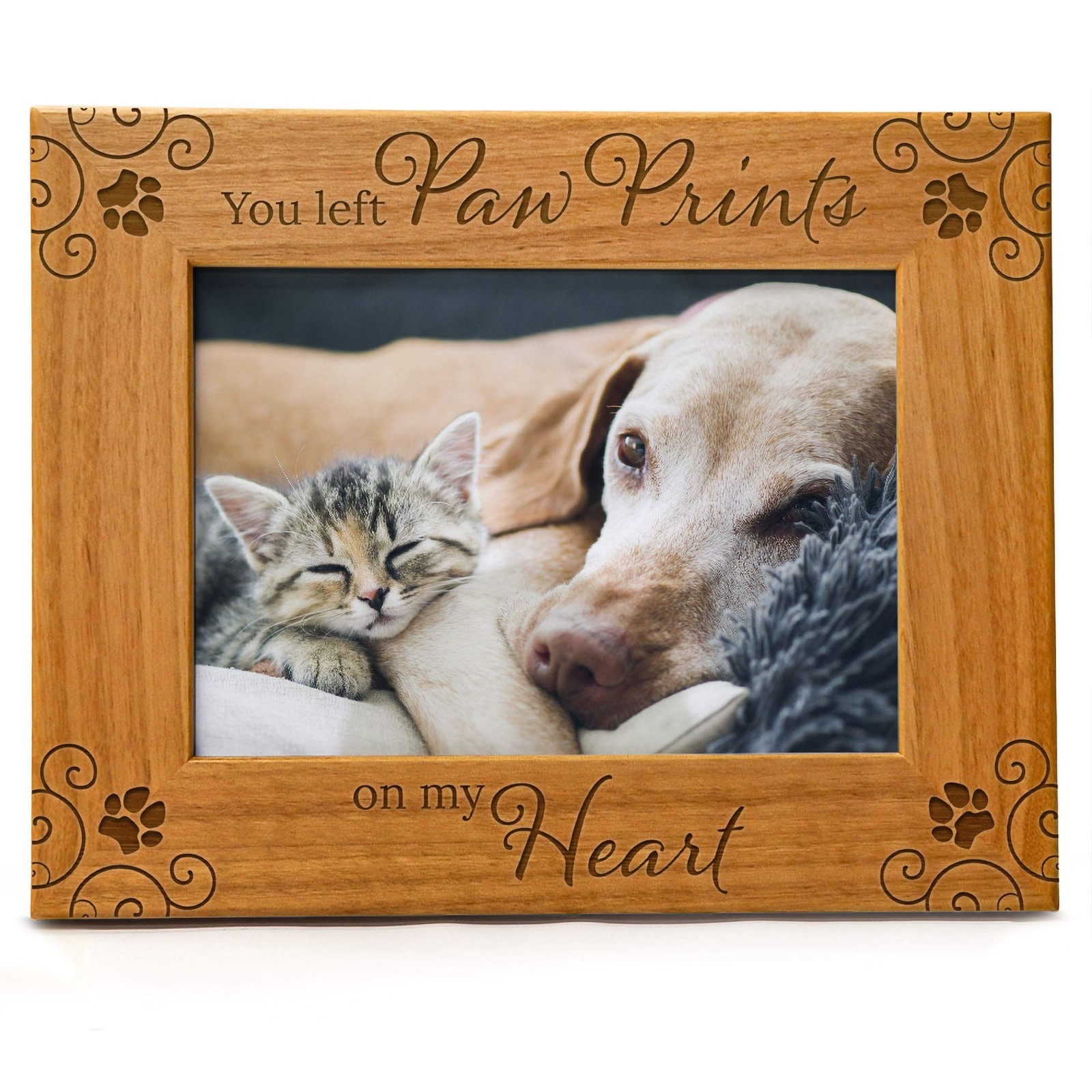 You Left Paw Prints On My Heart – Pet Memorial Picture Frame Gift, Engraved N…