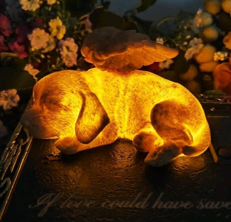 NEW Solar Light Dog Puppy Memorial Stone Tombstone Grave Maker Sympathy Loss
