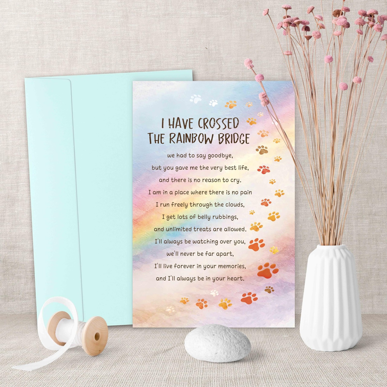 Pet Loss Sympathy Cards Gift for Dog Cat, Bereavement Condolence Card Gift fo…