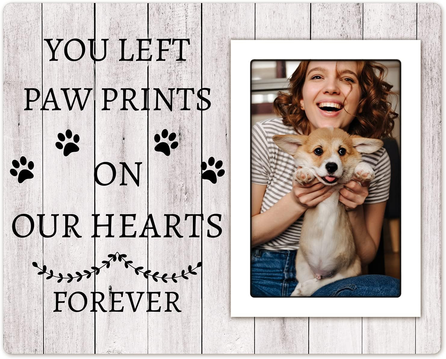 Dog Memorial Picture Frame 4×6 Pet Remembrance Sympathy Gift With Paw Prints