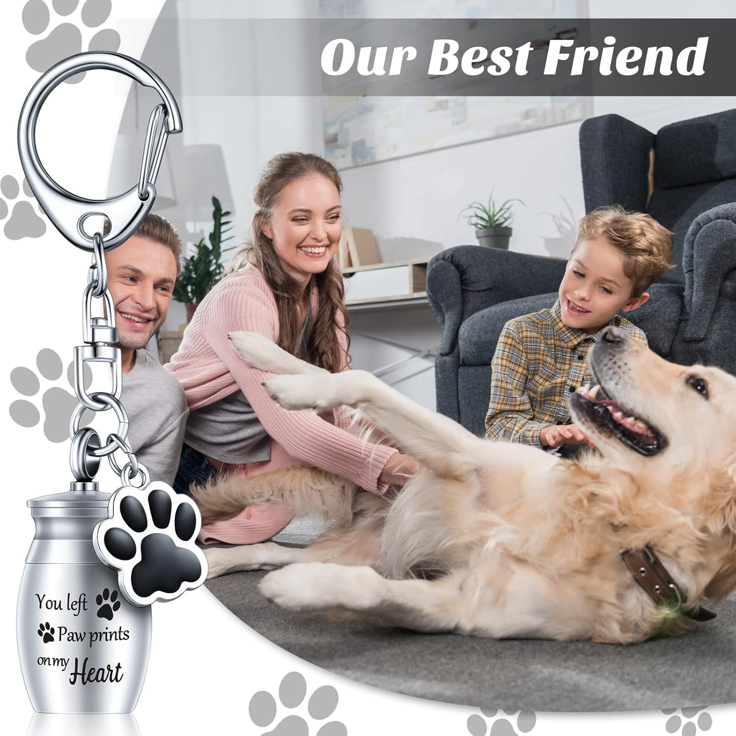 2 Pcs Pet Dog Urns Keychain for Ashes with 2 Storage Bags Small Cat Cremation Ke