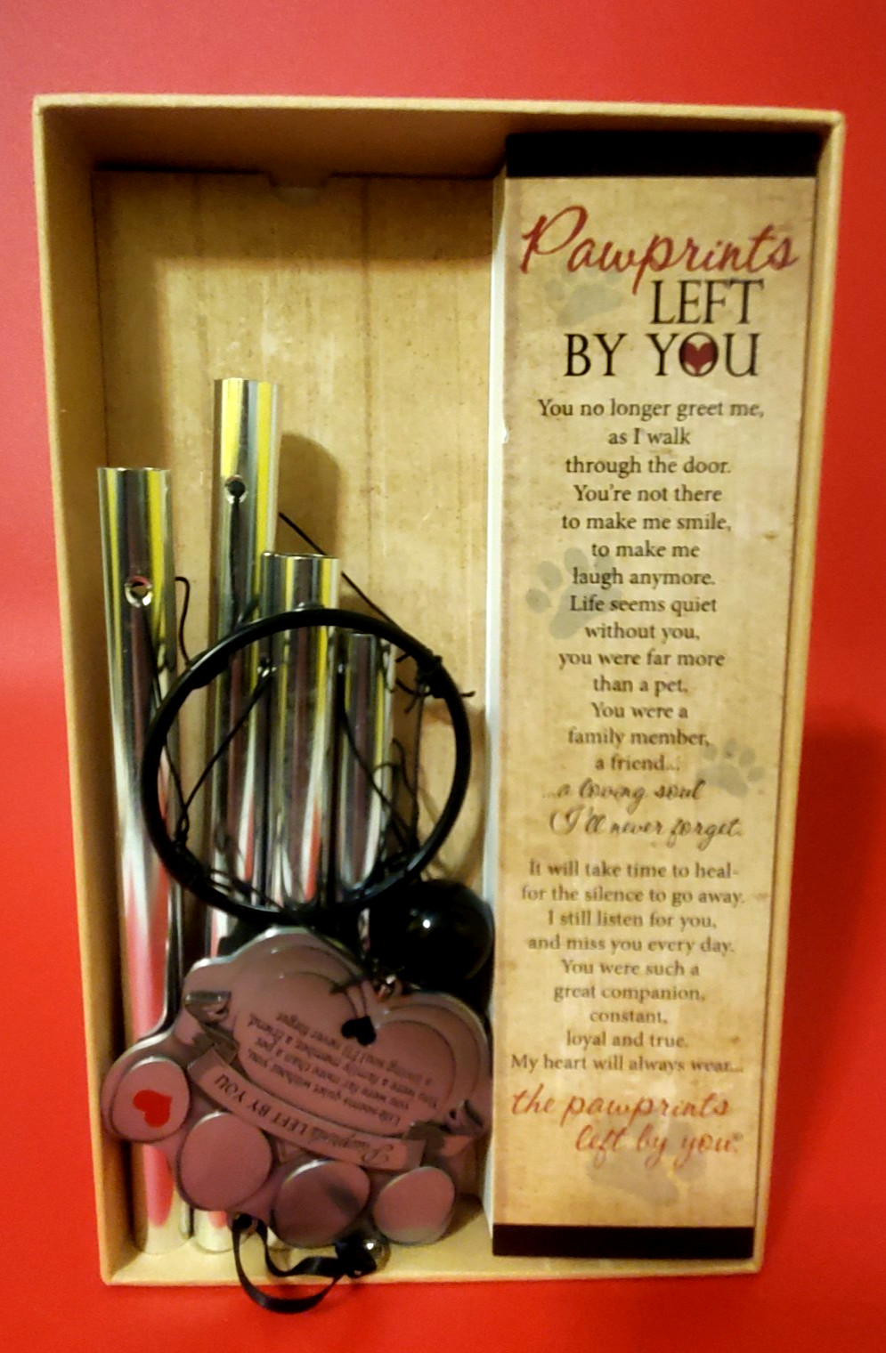 PAW PRINTS LEFT BY YOU MEMORIAL GIFTS WIND CHIME 12″