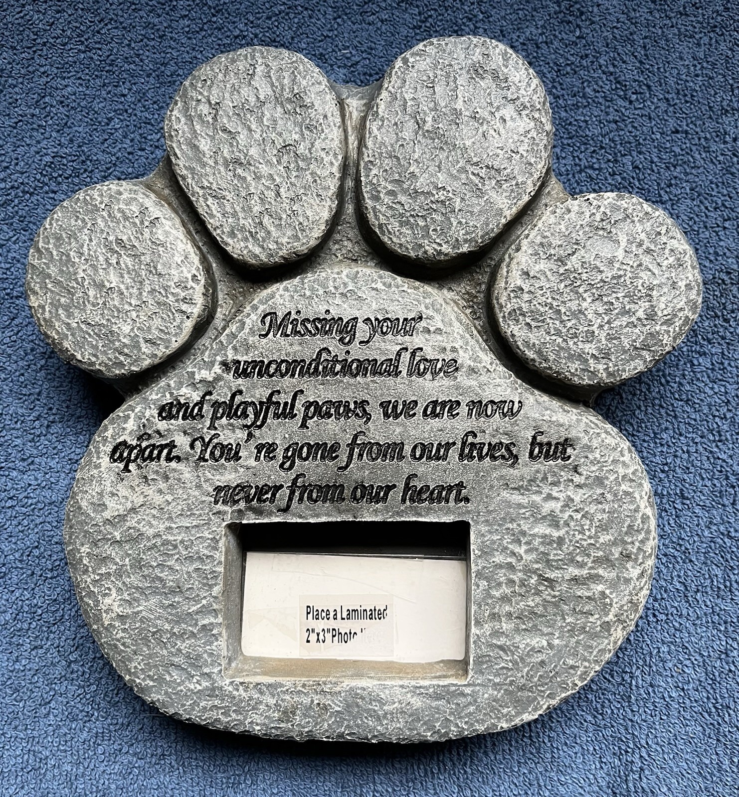 Pet Memorial Stone Marker Faux Stone, Picture Frame