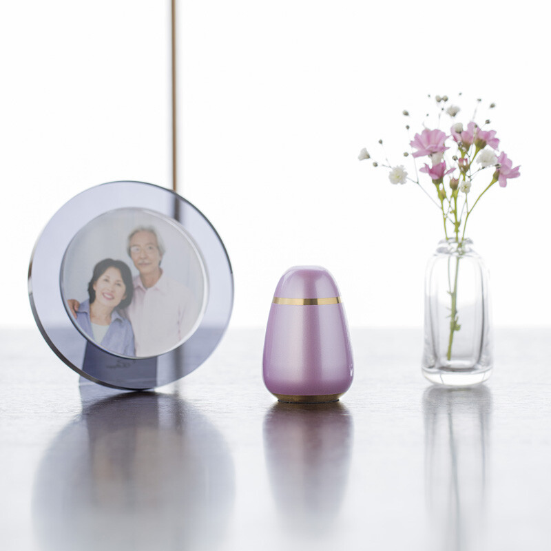 Pallet Egg Purple Small Keepsake Urn for Human Ashes Brass