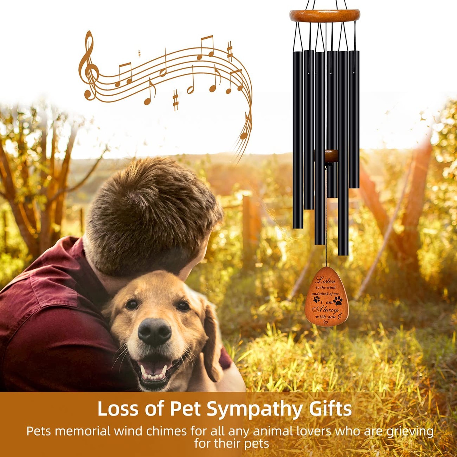 Pet Memorial Gifts Wind Chimes – Dog Cat Memorial Gift,Pet Lost Gifts,Bereave…