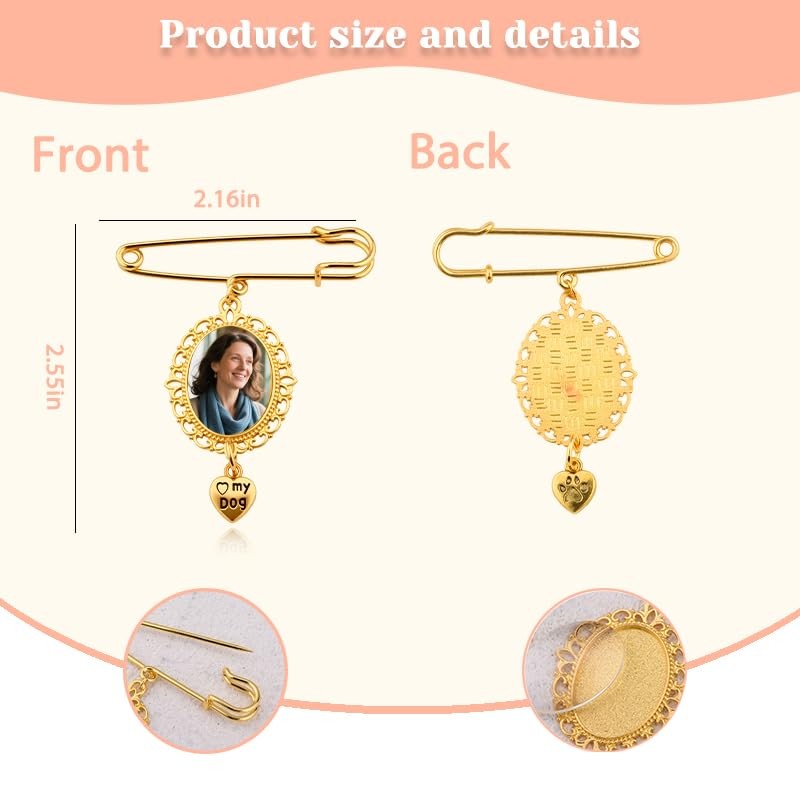 Wedding Memorial Brooch for Loss of Pet Dog Owners Photo Charm Pin for Weddin…