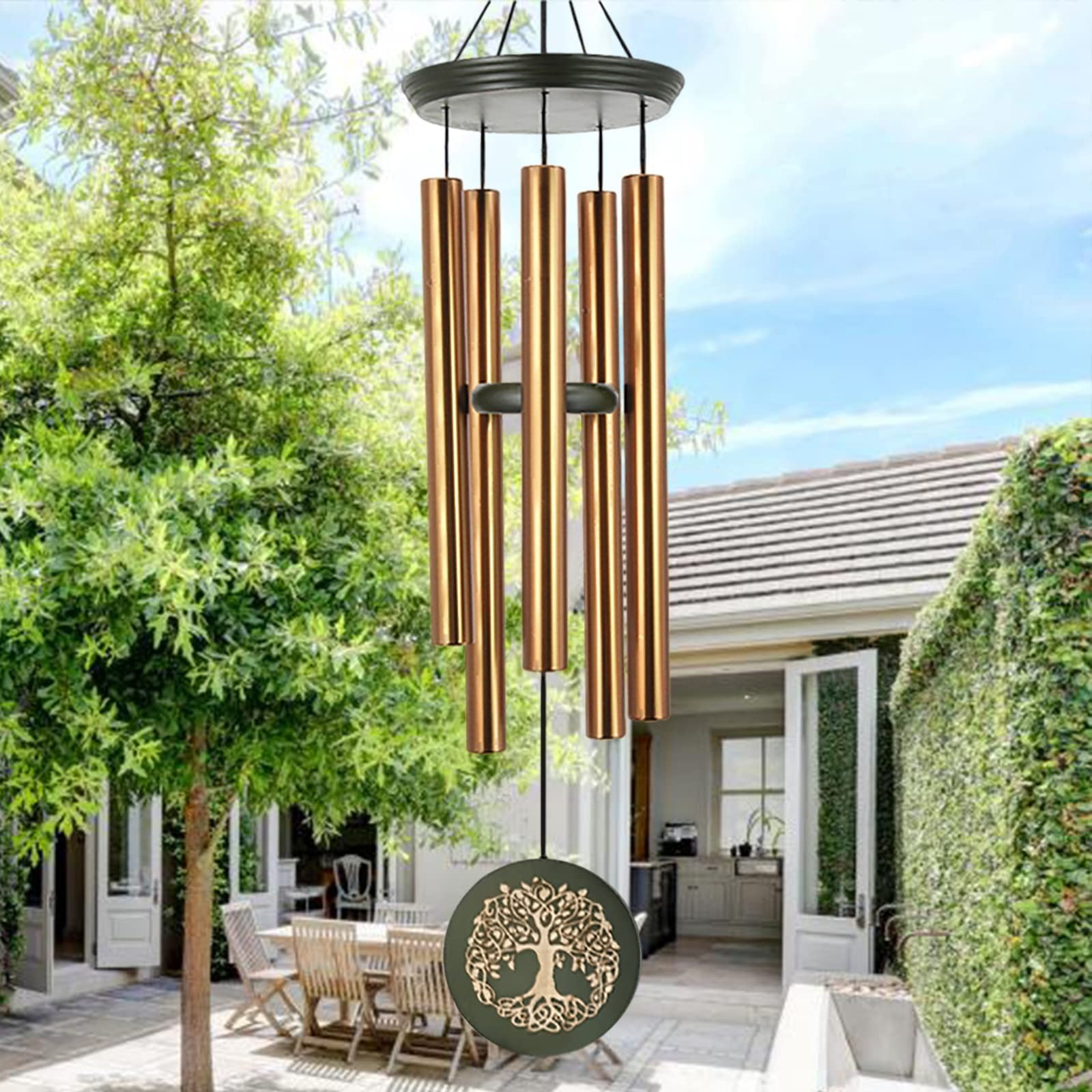 36″ Memorial Tree of Life Windchime for Outside, Large Deep Tone Tuned Bamboo…