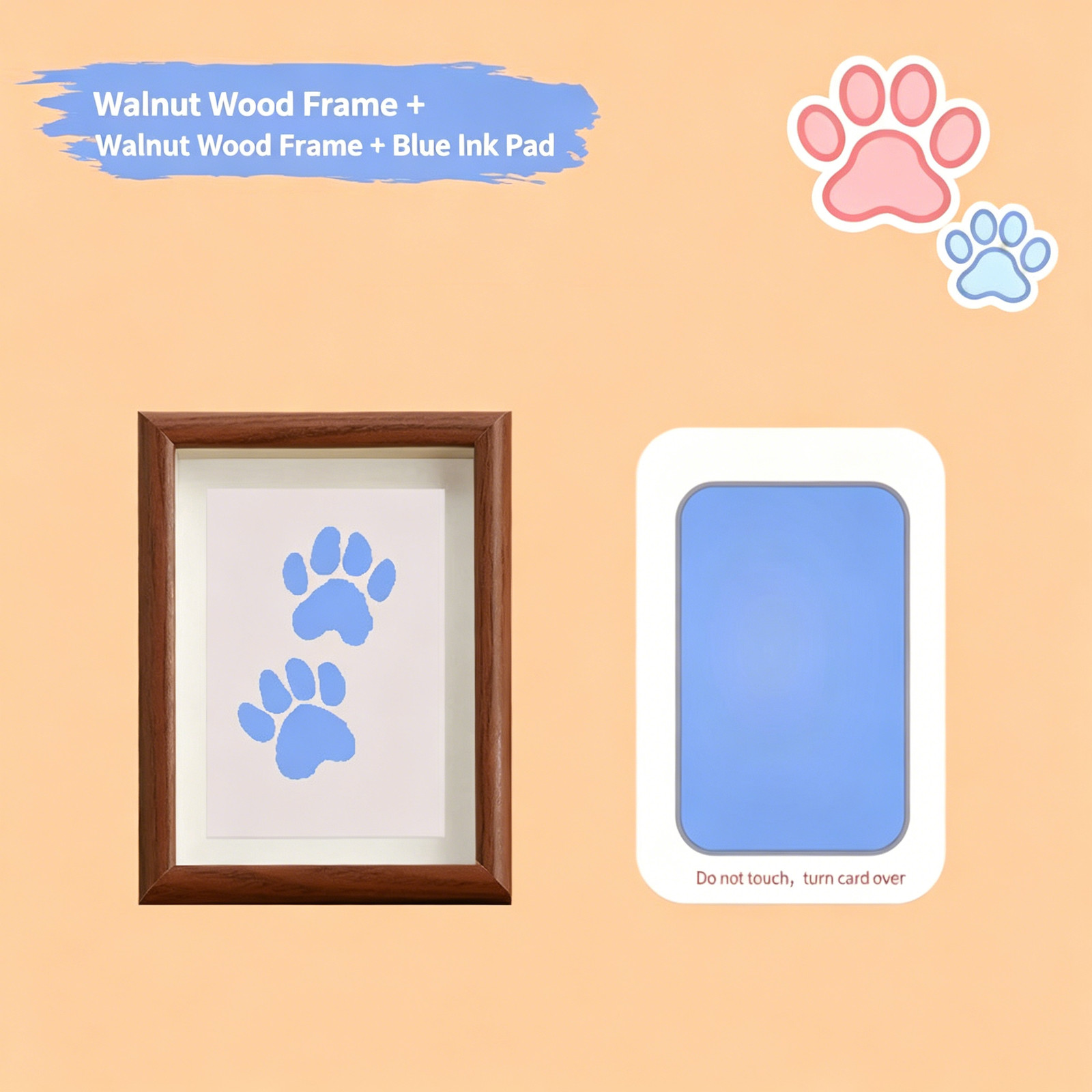Pet Paw Print Memorial No-Wash Ink Pad Photo Frame Desktop Ornament Dog Cat Paw