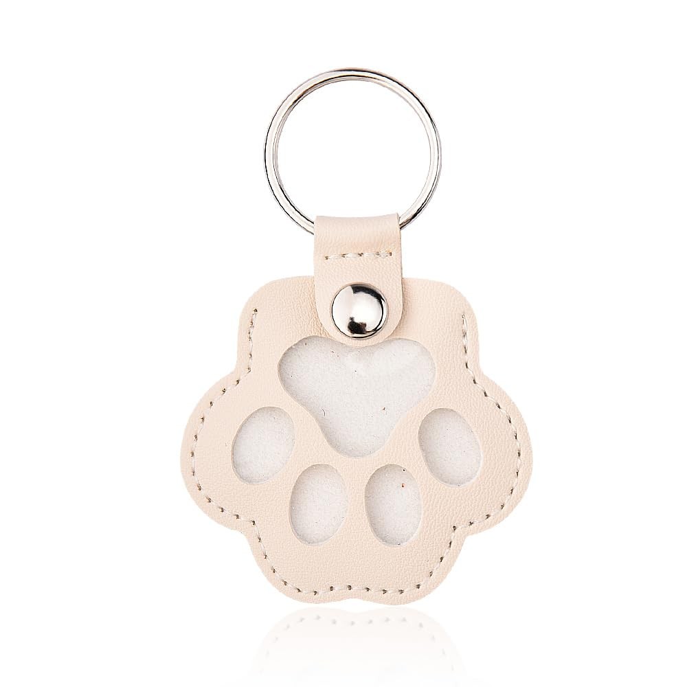 Pet Hair Keychain for Pet Lovers Paw Print Hair Holder Keepsake Storage Key C…