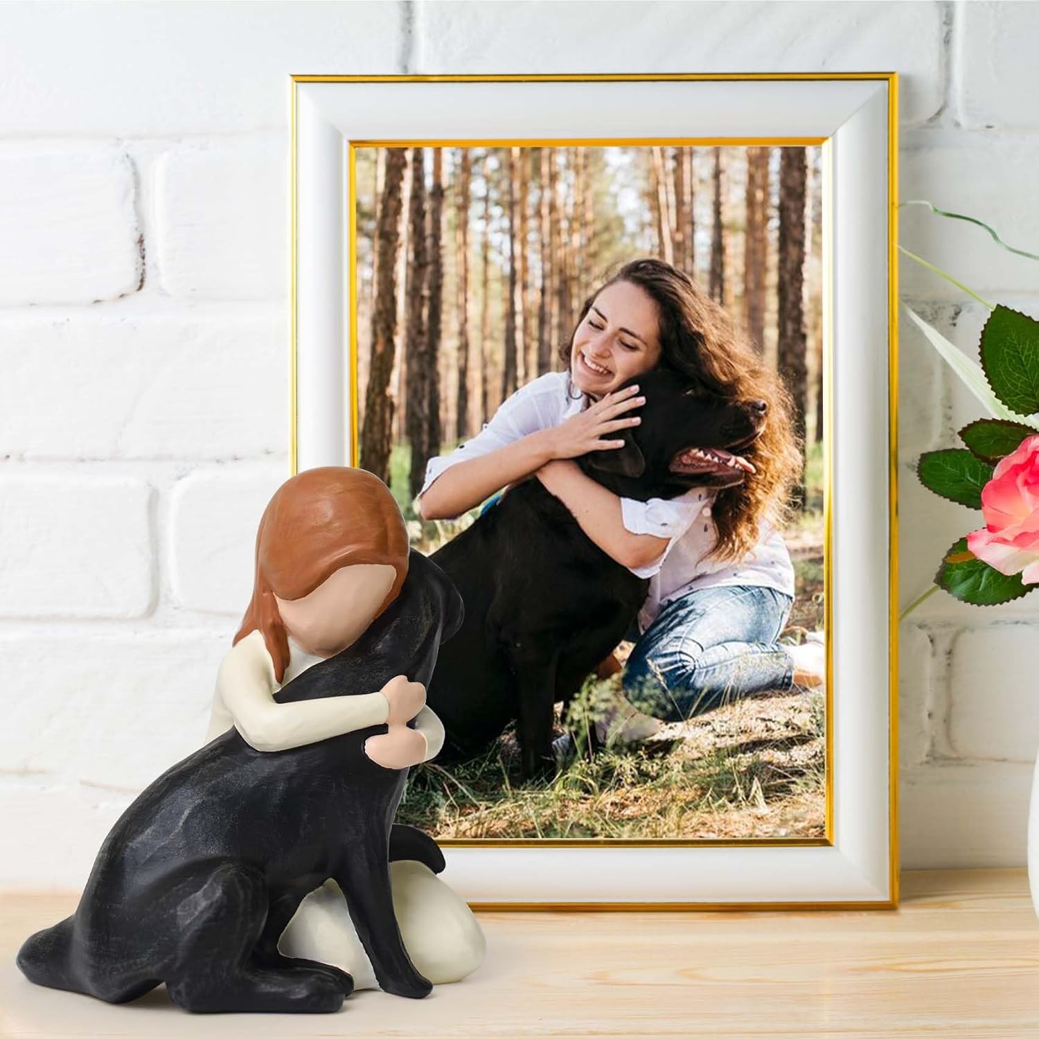 Black Dog Memorial Figurine Resin Labrador Statue Sympathy Gift for Pet Loss