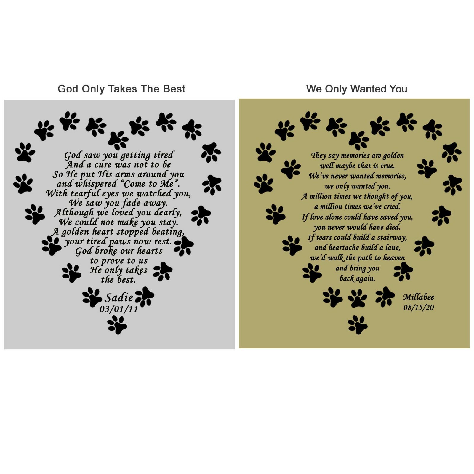 Pet Memorial Personalized Engraved Frame 4×6 Poem Plate Dog Cat Any Pet or Human