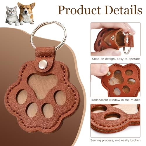 Pet Fur Keepsake Keychain for Dog Cat, Paw Paw Print Hair Keychain, 3 Pcs a