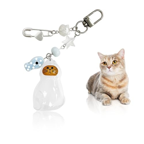 Pet Fur Memory Keychain – Cat Hair Keepsake, Waterproof Pet Memorial Charm Blue