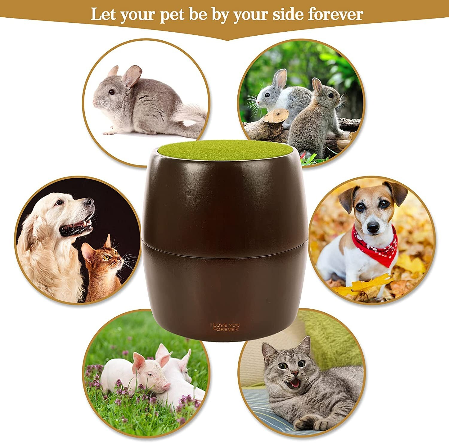 Pet Memorial Round Natural Wood Urn for Ashes Dog Memorial Keepsake Box for Pet