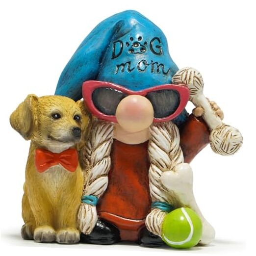Dog Mom Garden Gnome Statue with Puppy Cute Resin Garden Decor, Dog Themed-a