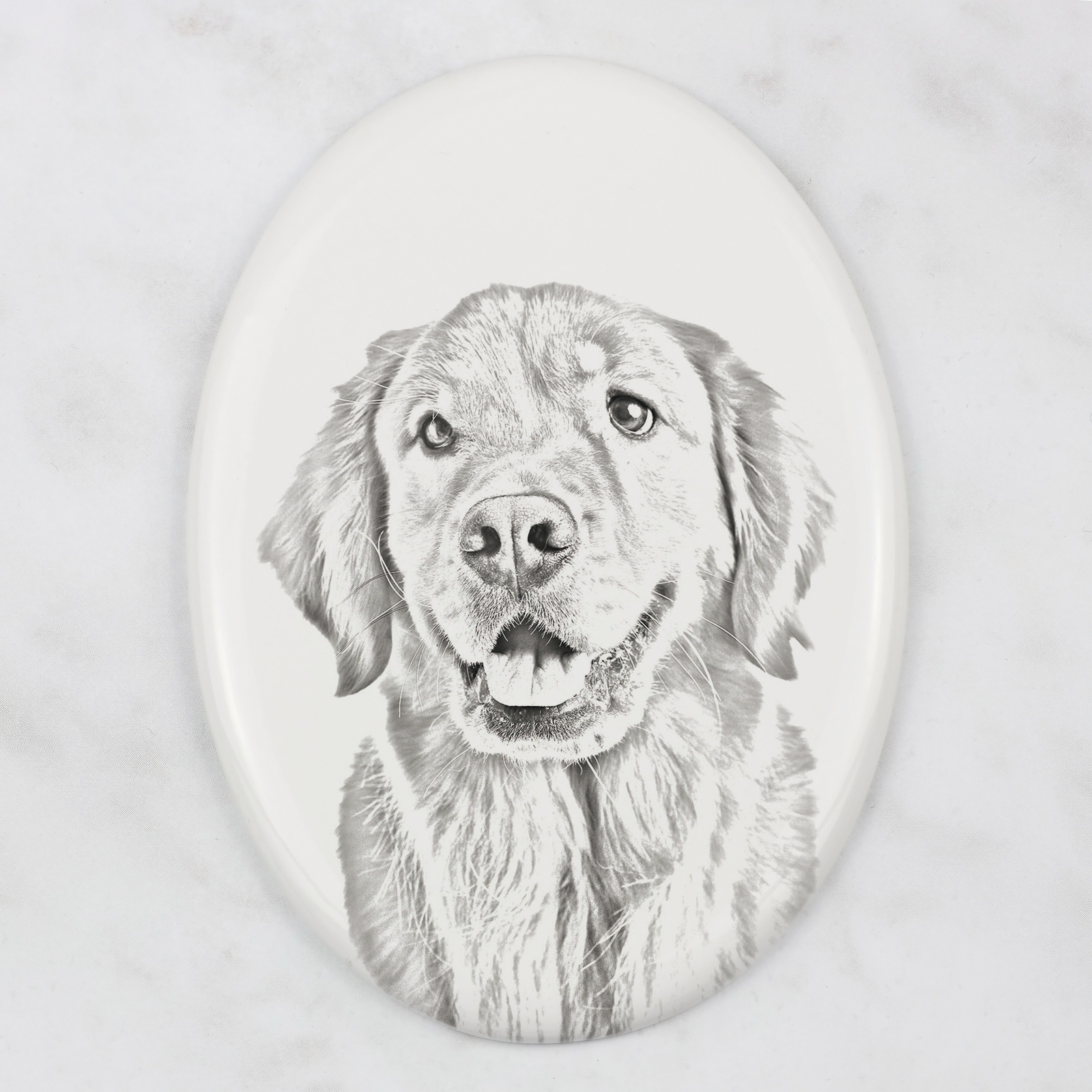 Golden Retriever Grave Plate With A Photo Of A Dog Art-Dog