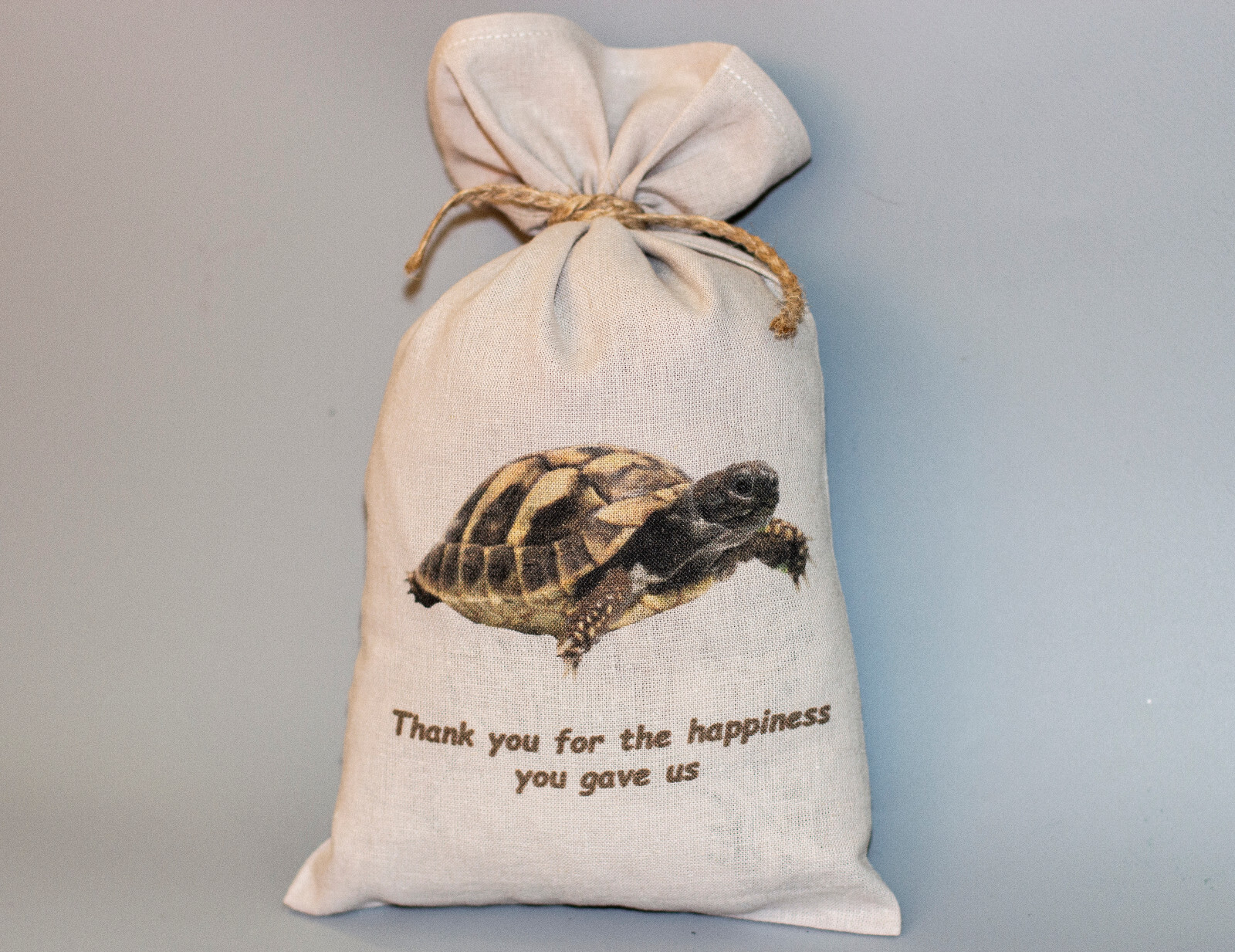 Tote Bag Turtle Memorial Keepsake Decorative Ash Holder Linen Pouch Animal Print