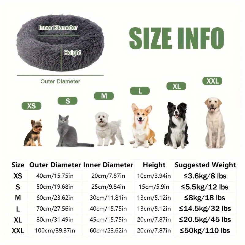 Non-Slip Dog Or Cat Beds Multiple Sizes, Calming Pet Beds For Indoor Cat Kennel