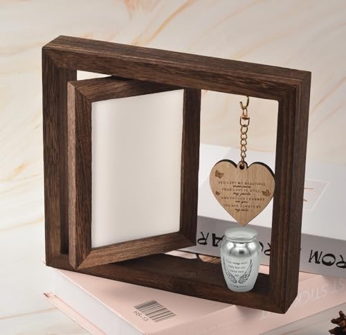 Memorial Picture Frame Fits 4”x6” Silver Medium Urn + Wooden Photo Frame