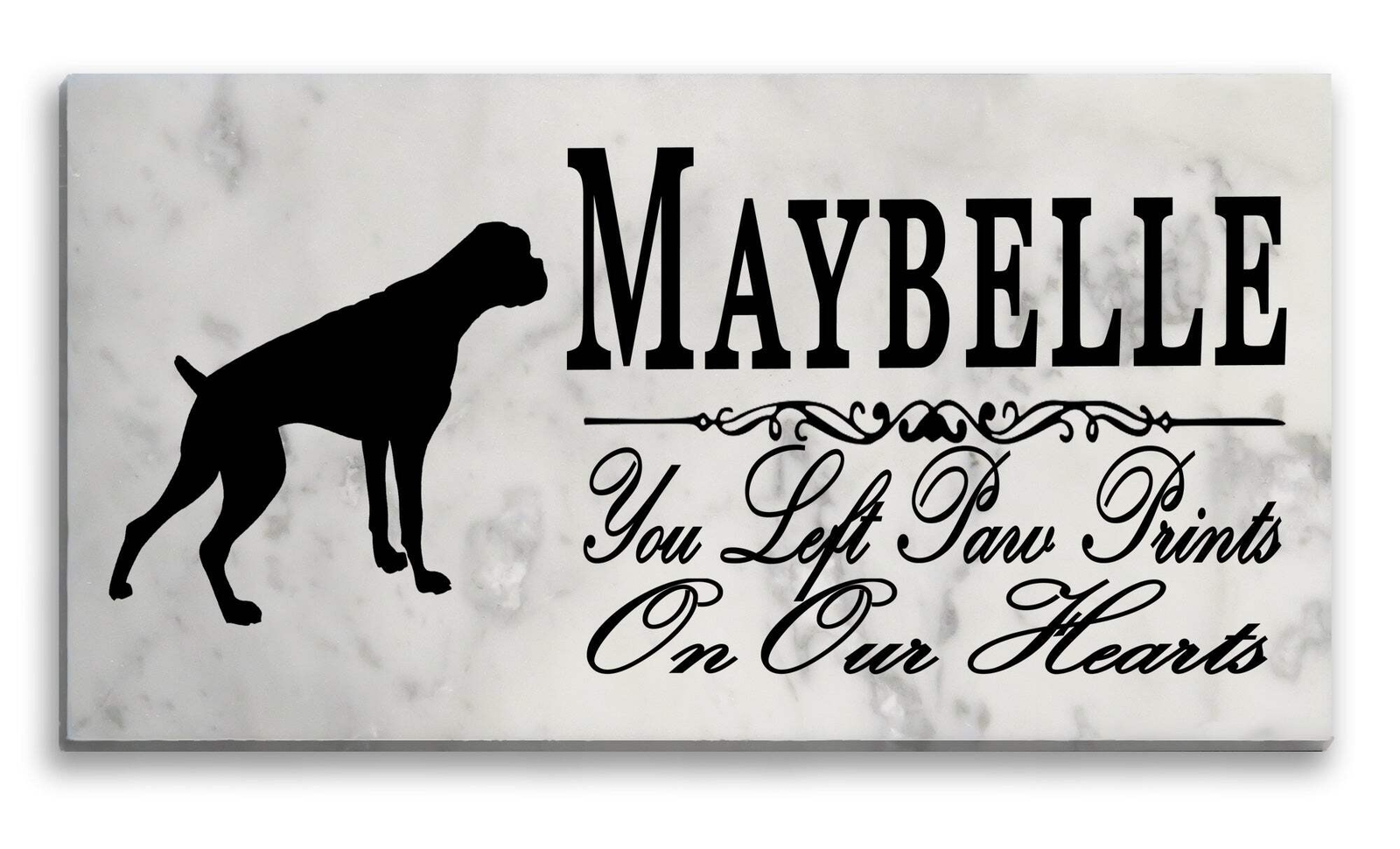 Boxer Memorial Marble Stone Plaque Personalized You Left Paw Prints On Our Heart
