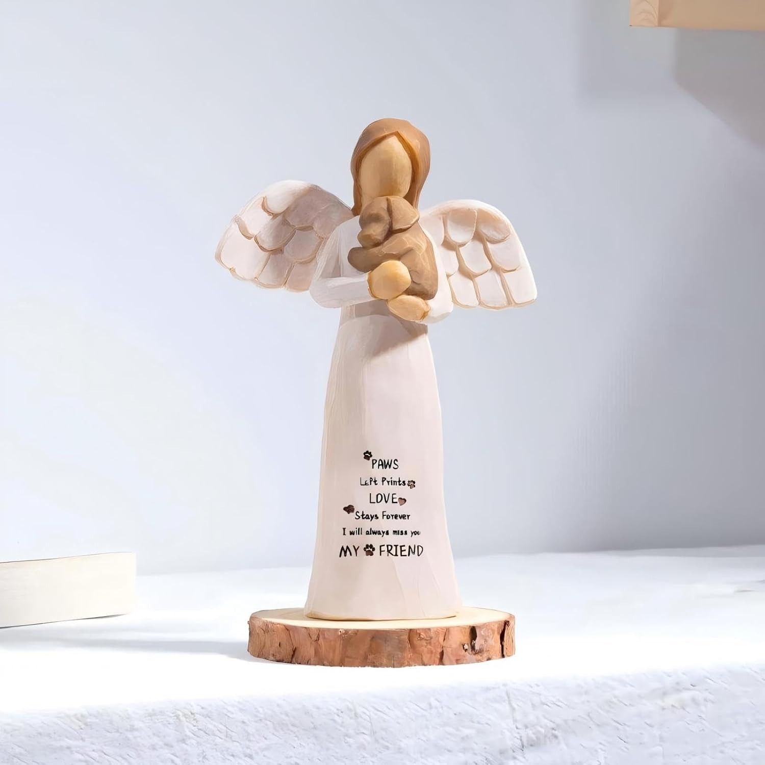 Hand Painted Dog Memorial Angel Figurine – Pet Loss Sympathy Gift