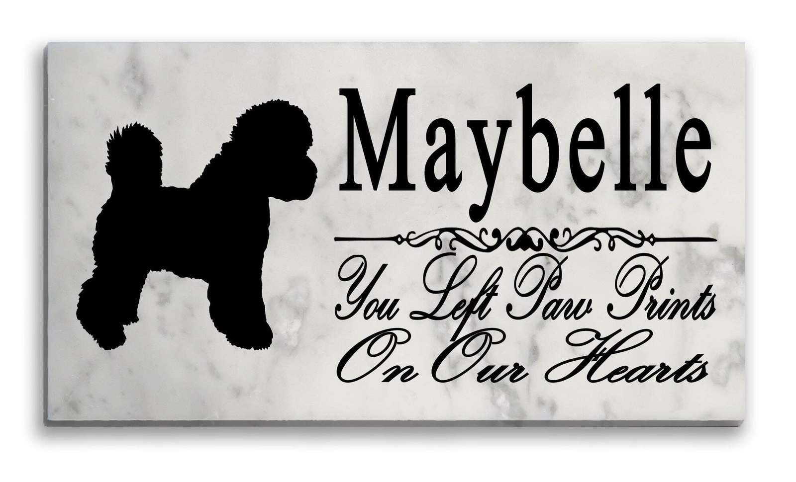 Bichon Frise Memorial Marble Stone Plaque Custom Pet Dog Garden Rock Grave Marke